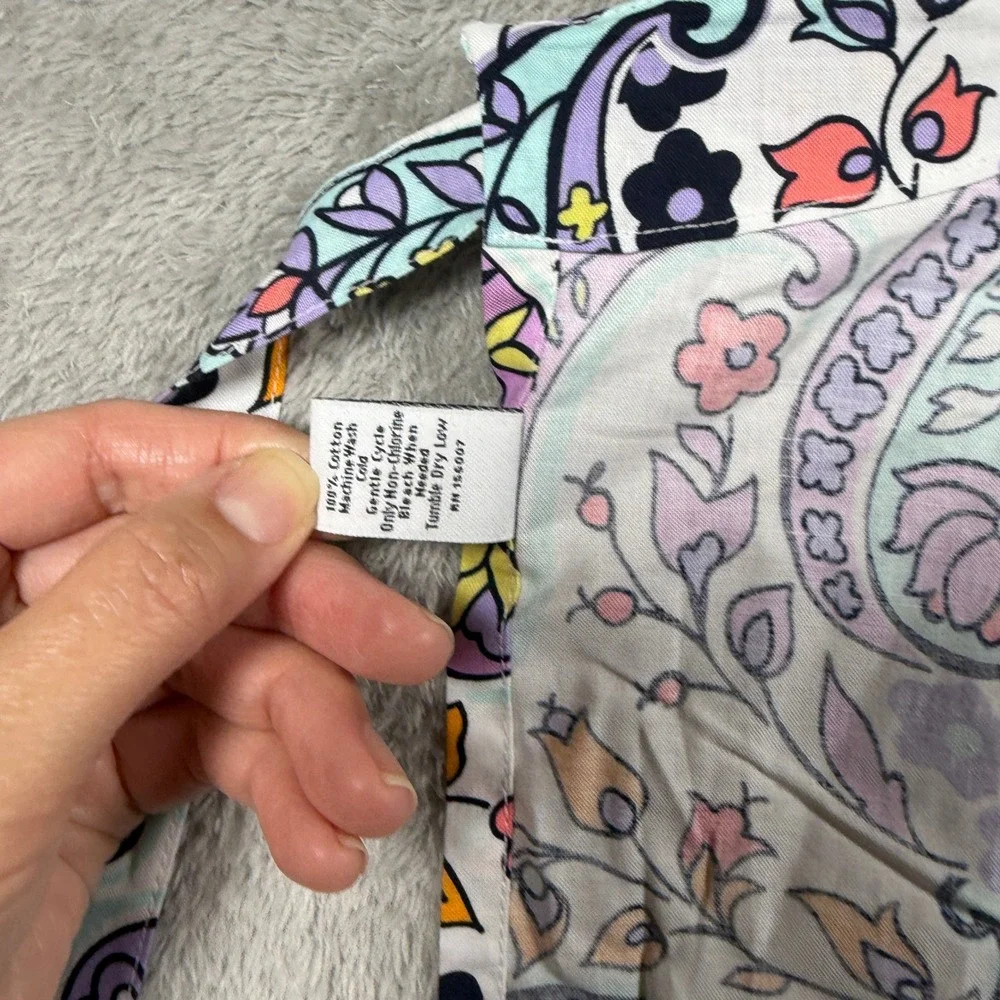 Vera Bradley Apron Women OS Purple Paisley Floral Cotton Adjustable Neck Tie